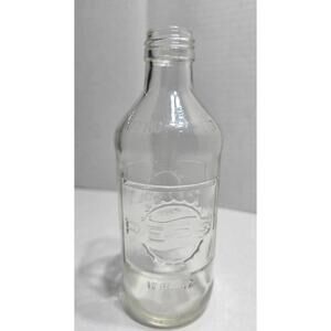 Vintage 1970's: Pepsi Cola: 10 oz Clear Glass Bottle: Embossed: Machine Molded